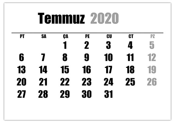 Temmuz takvimi